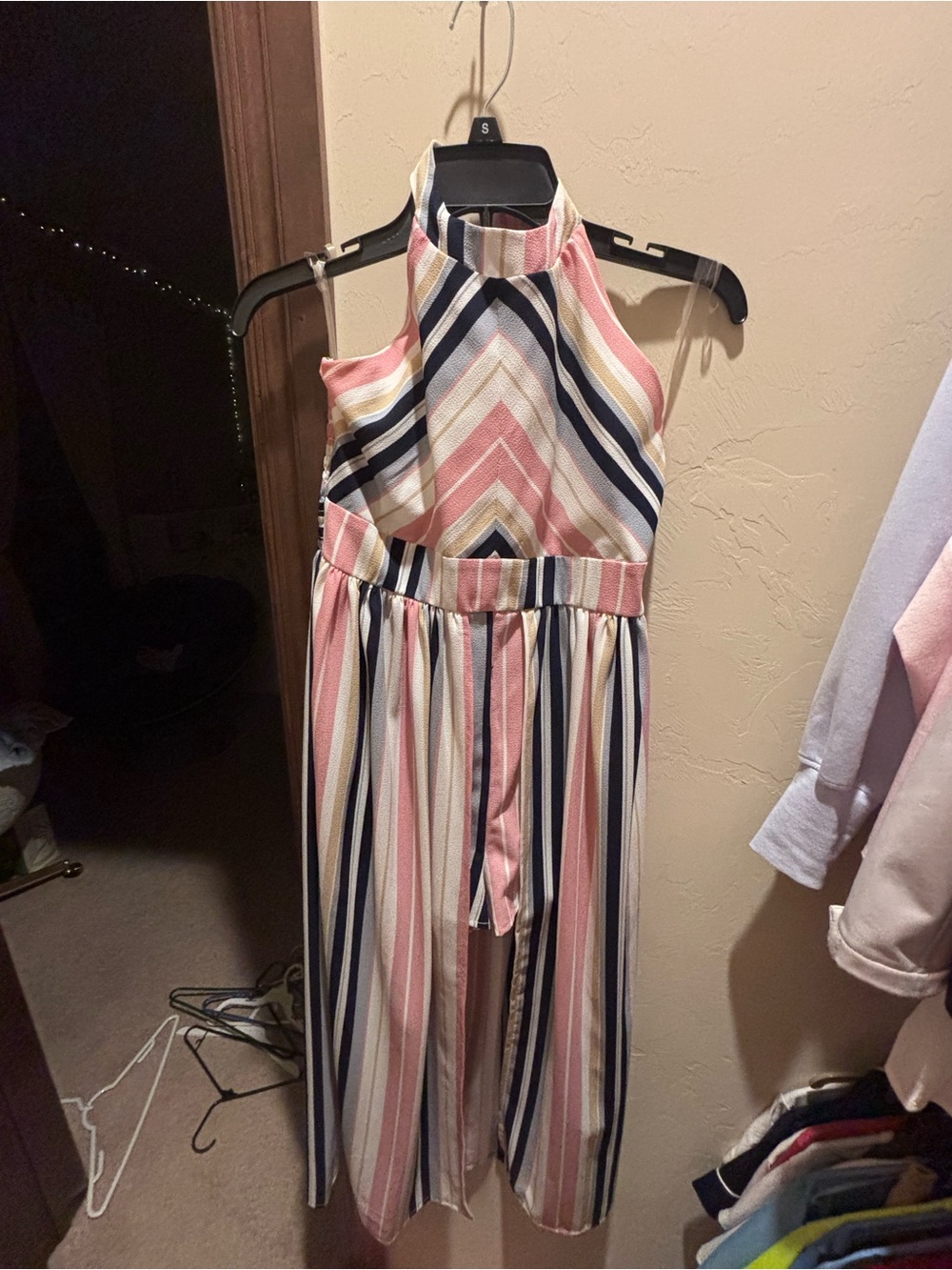 Bonnie Jean Big Girls Miter Stripe Walk-Through Romper